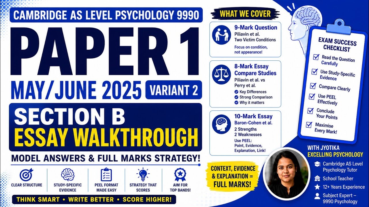 CIE A2 May/June 2025 Paper 1,2 Solution| Part 3- Essay Questions 8- and 10-Markers #alevelpsychology