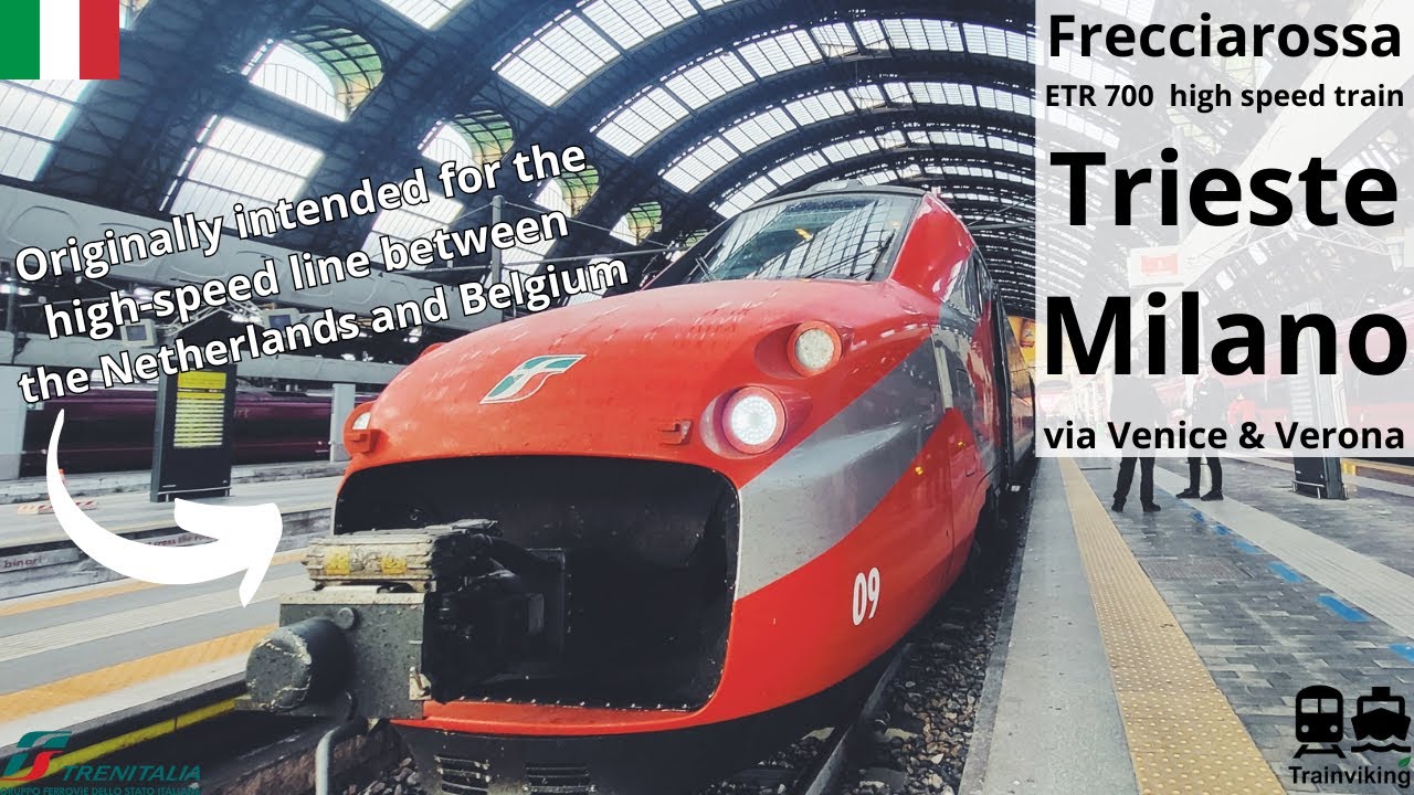 Высокоскоростной поезд Frecciarossa в Италии Триест — Милан через Венецию и Верону.