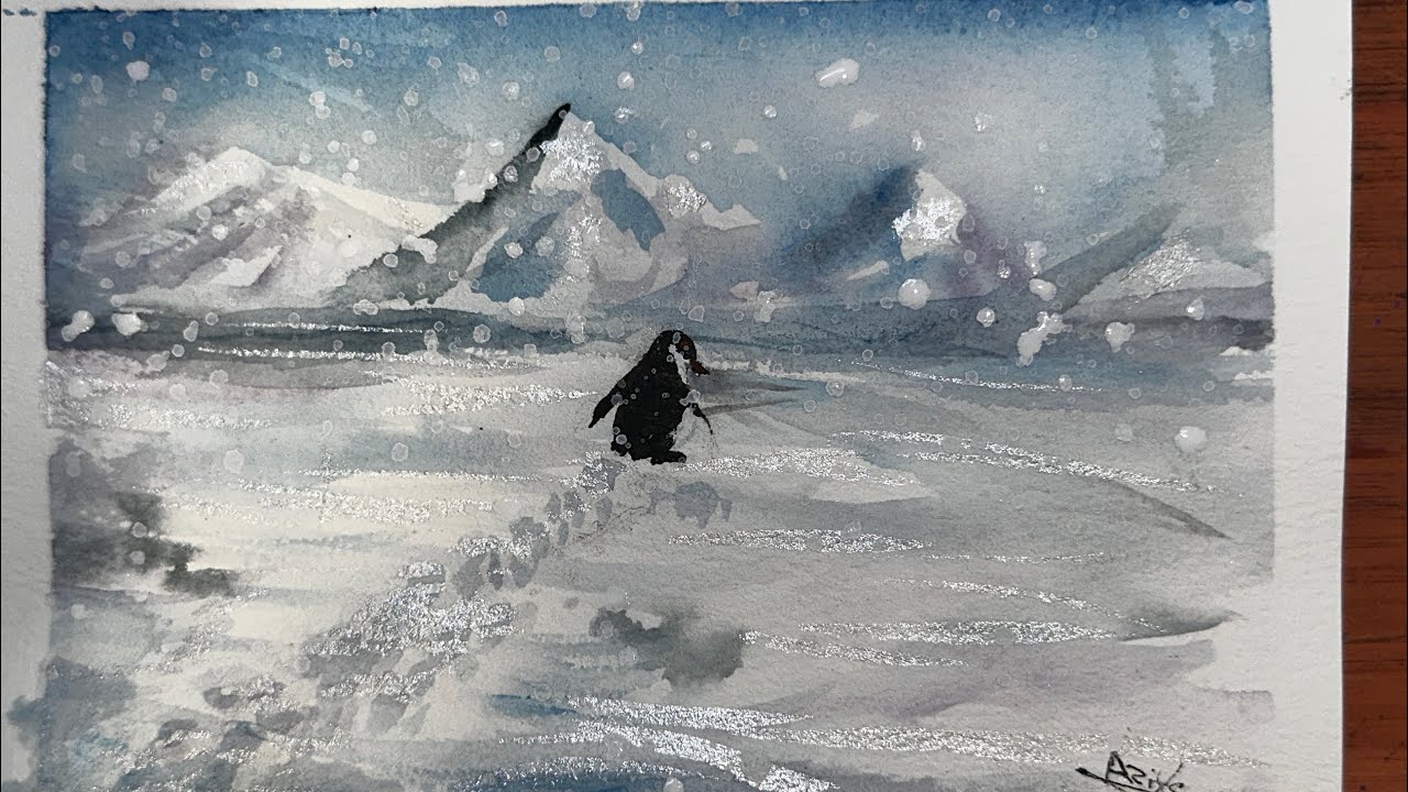 How to Paint a Snowy Penguin | Watercolor Tutorial ❄️ Relaxing Art