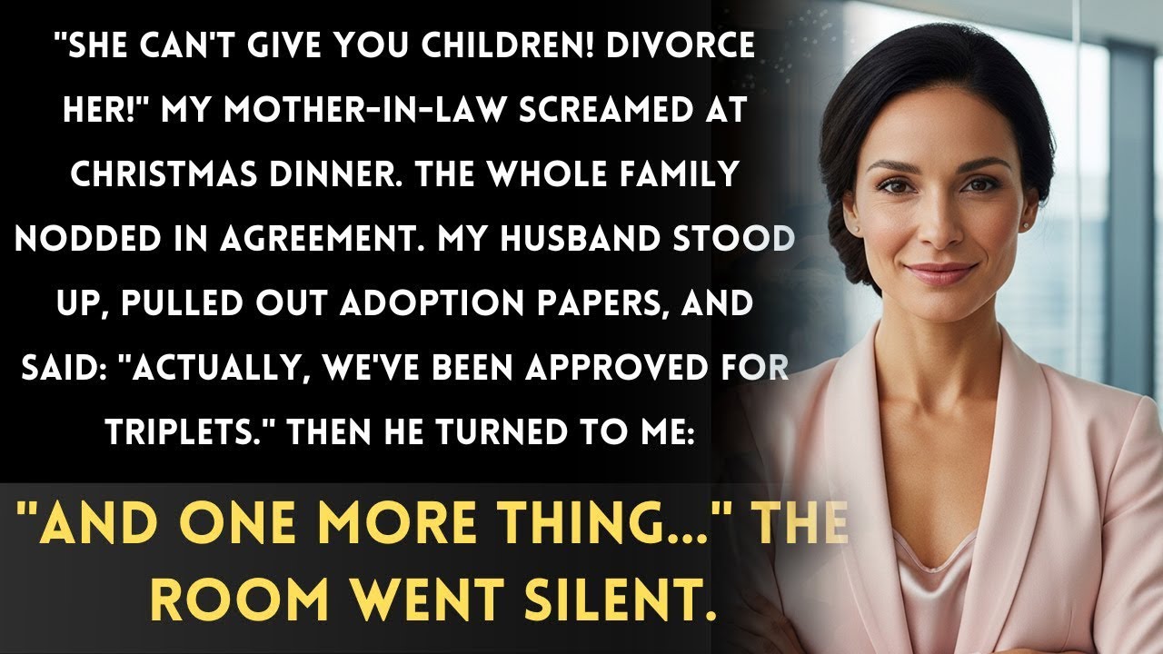 My Mother-in-Law Announced I Was Barren at Christmas Dinner — Then My Husband Stood Up With Papers..