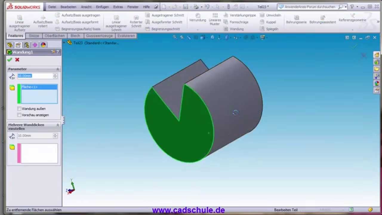 Solidworks Deutsch Video tutorial Grundlagen   Lernvideo  Features 3D Volumenmodell Befehlsgruppe