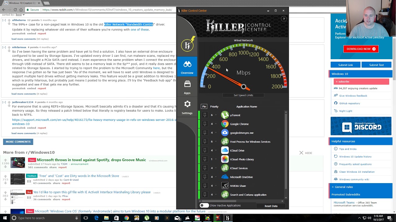 Windows 10 Creators Update Memory Leak fix that worked for me