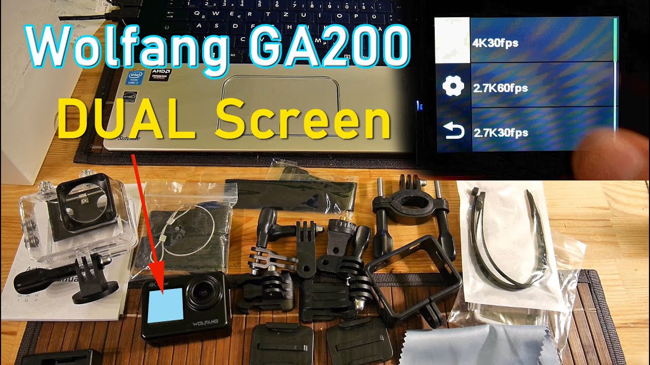 Selfie Action Cam Kamera ► Dual Screen ► Wolfang GA200 ► Teil 1 ► Auspacken Unboxing ► Funktionen