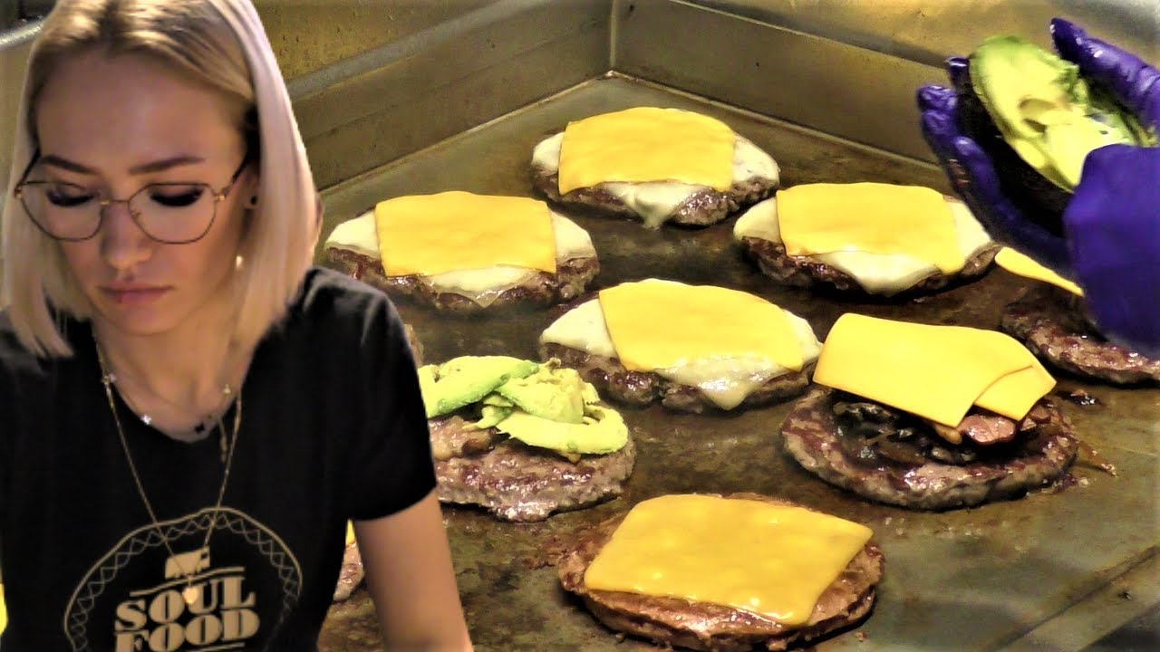 Street Food in Warsaw, Poland. Burgers, Huge Sausages, Pizza. Elektrownia Powisle Food Hall