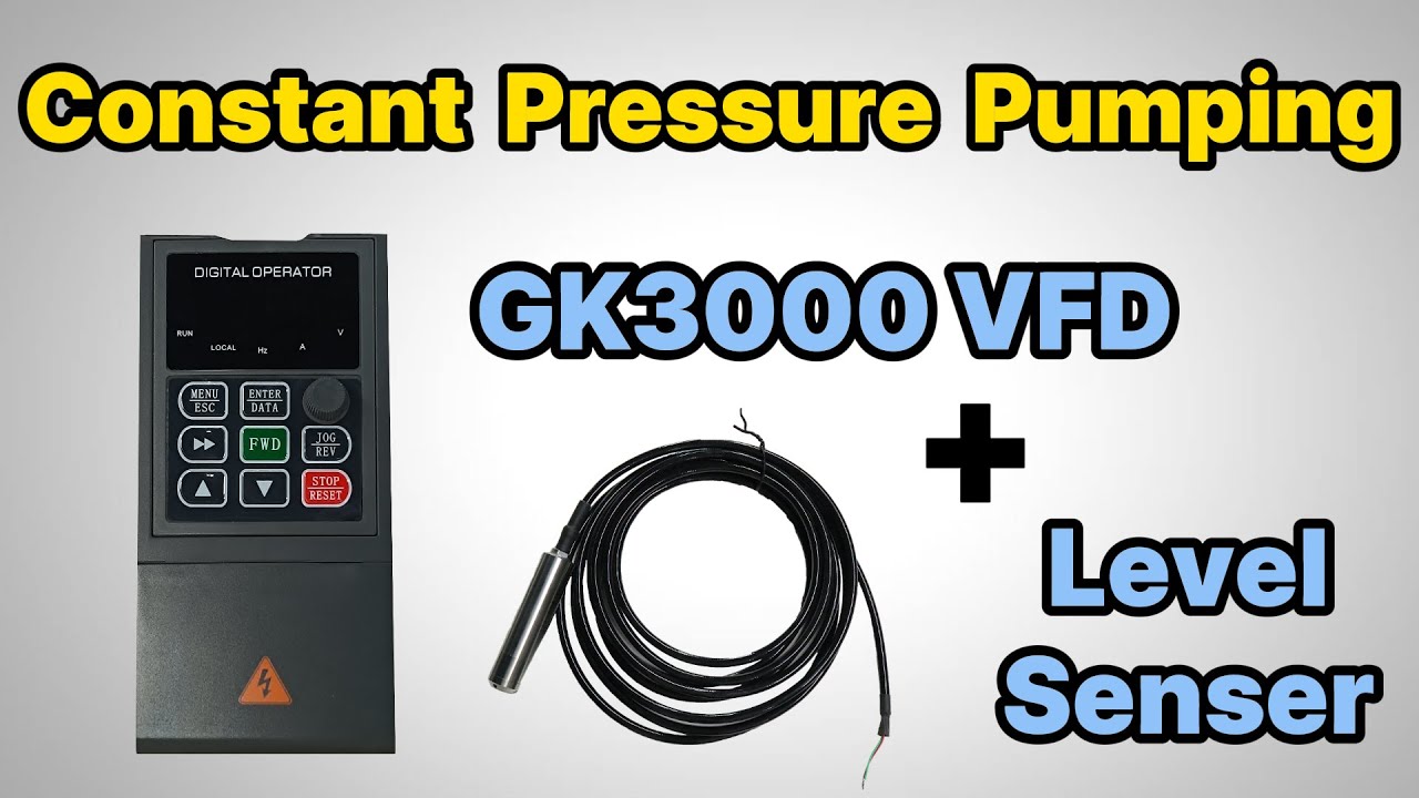 Constant Pressure Water Pump Control with Upgraded GK3000 VFD (with internal 24VDC as sensor supply)