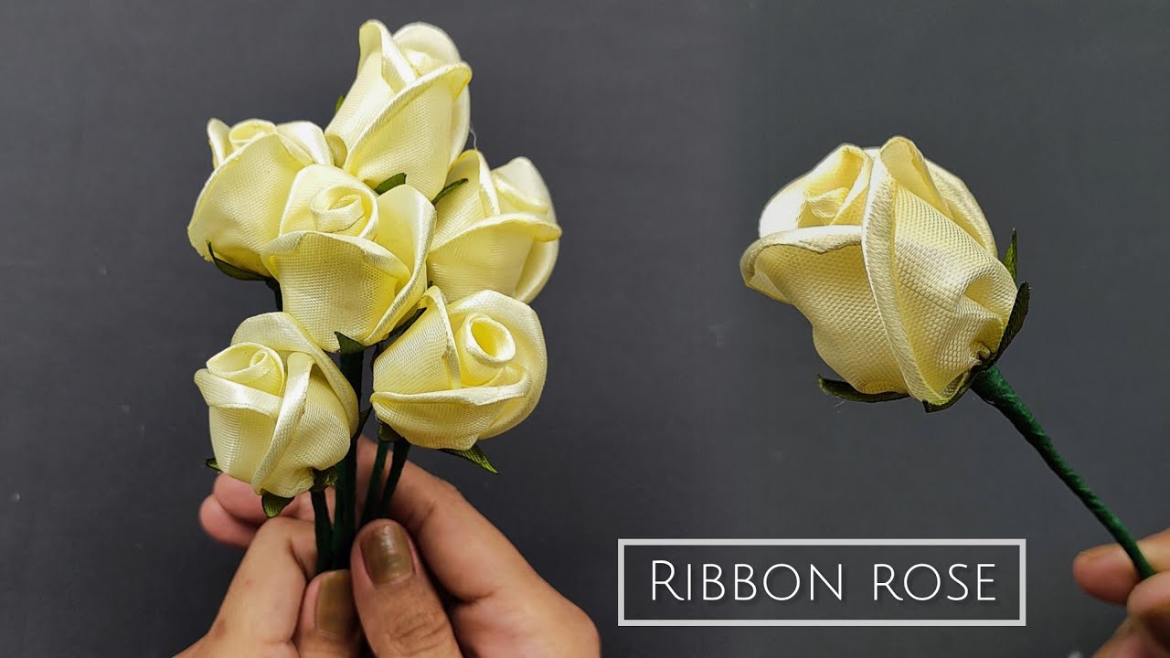 DIY satin ribbon roses/how to make beautifull rosebud with satin ribbon simple & easily