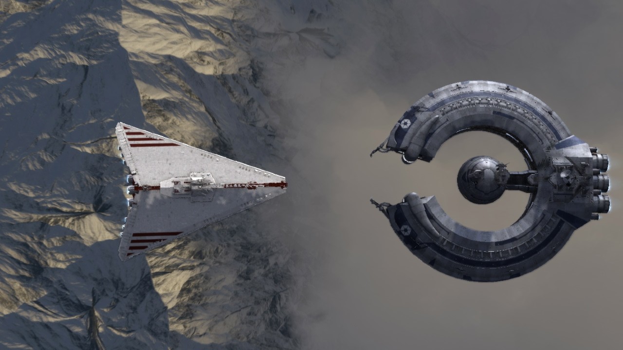 Secutor-Class Star Destroyer VS Lucrehulk-class Droid Control Ship - Star Wars Empire At War Remake