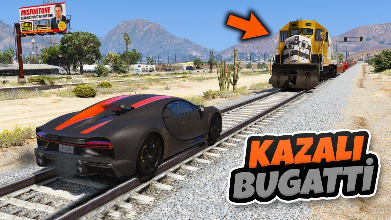 🚂 Kazalı Bugatti Arabalar Trenle Çarpışyor 🚂 GTA 5