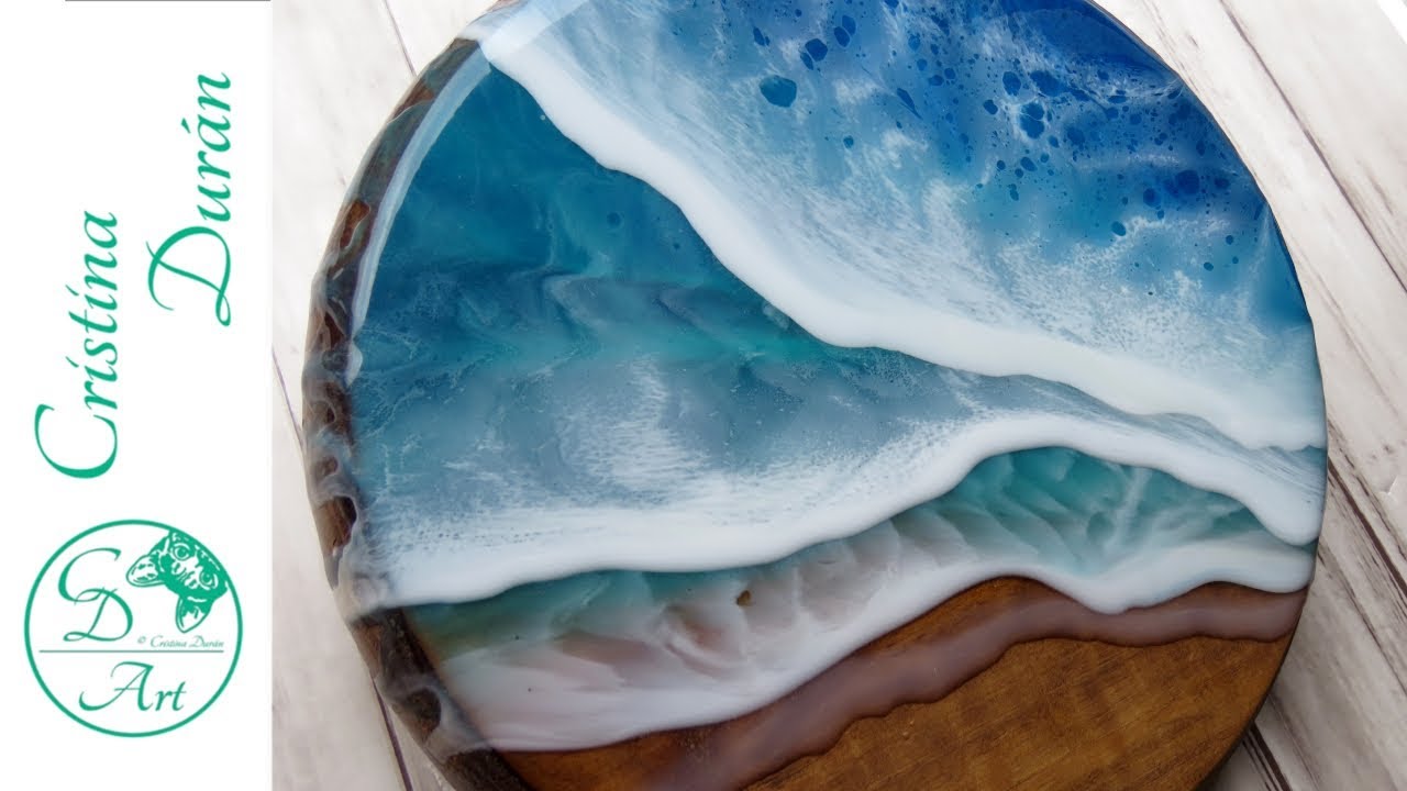 RESIN ART – Beach on wood