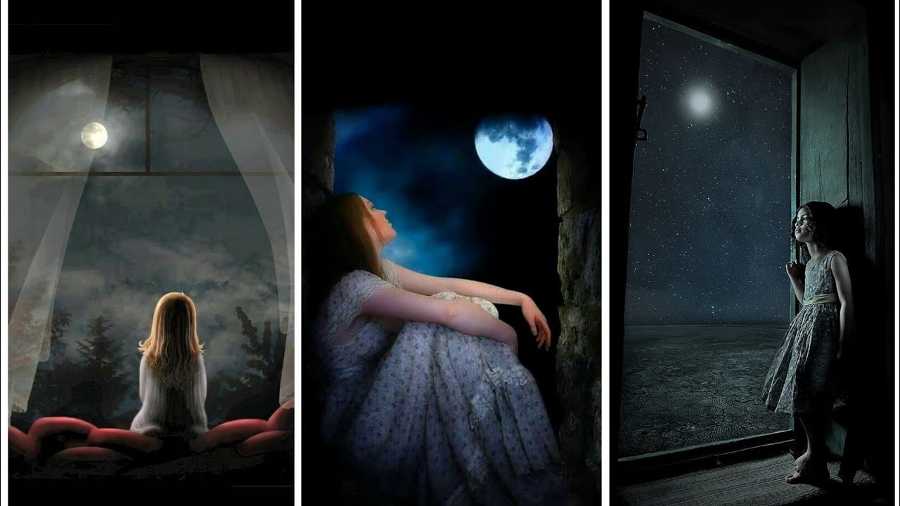 Alone Girl Dpz | Girl Looking Moon Images