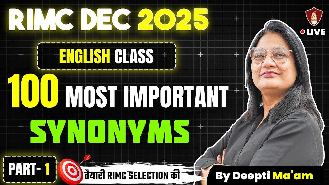 100 Most Important Synonyms | RIMC English Grammar | RIMC Entrance Exam Preparation