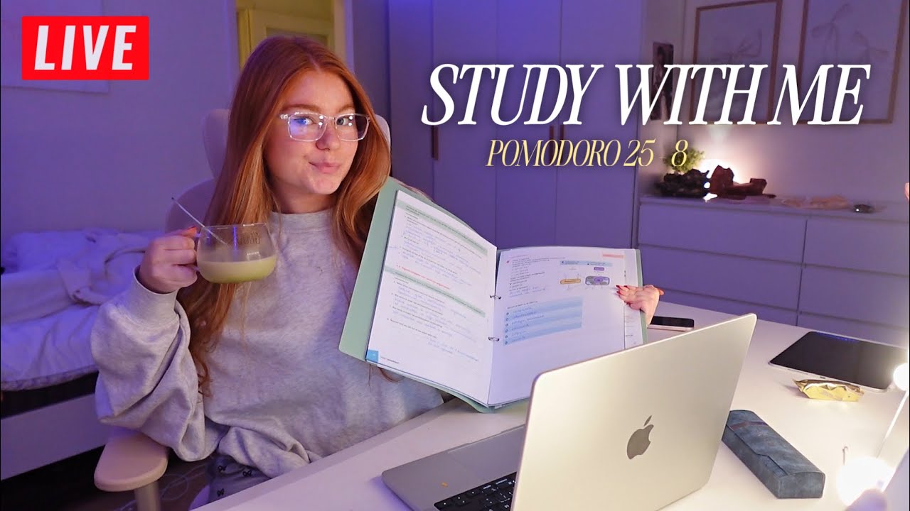 LIVE Study With Me | Pomodoro 25/8 | samen studeren & kletsen 💗📚