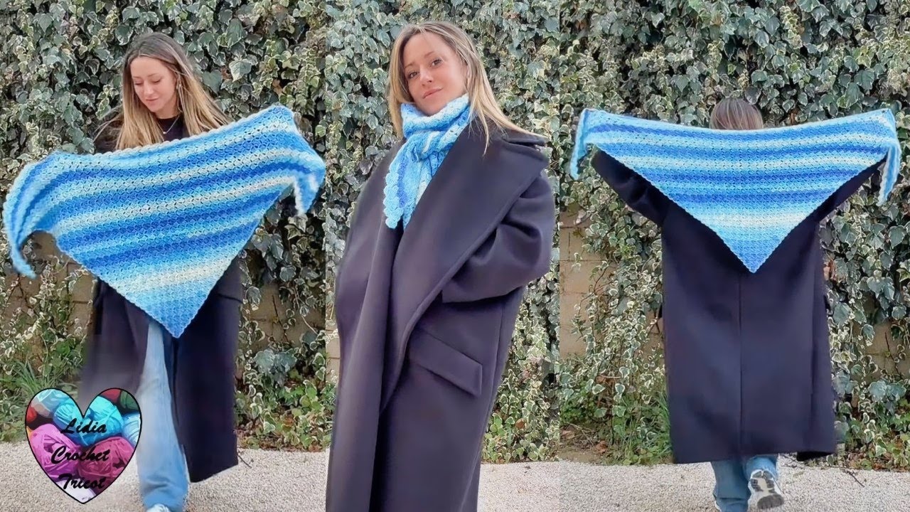 LE GRAND BLEU! CHÂLE ADDICTIF À FAIRE DEVANT LA TÉLÉ! TUTORIEL CROCHET #crochet #pattern #tutorial