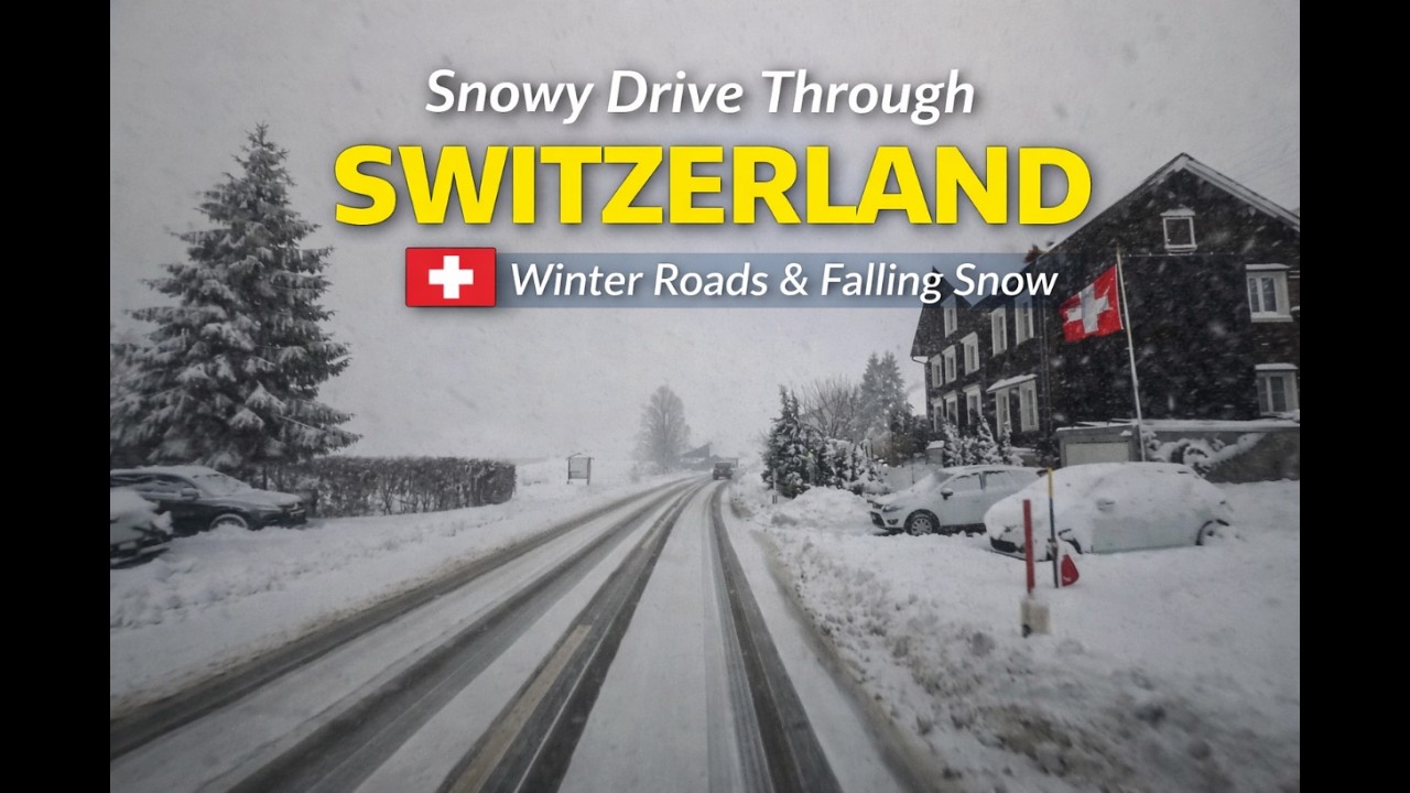 Snowy Drive Through Switzerland 🇨🇭 | Winter Roads & Falling Snow [4K]
