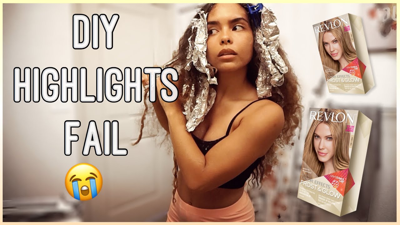 DIY HIGHLIGHTS on CURLY HAIR | Revlon Frost and Glow Kit Using a Highlighting Comb