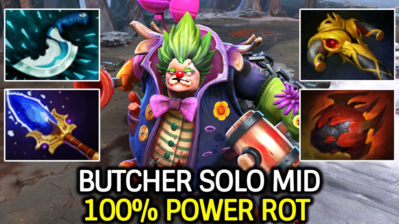 Pudge Solo Mid – 100% Power ROT with Scepter Build Dota 2