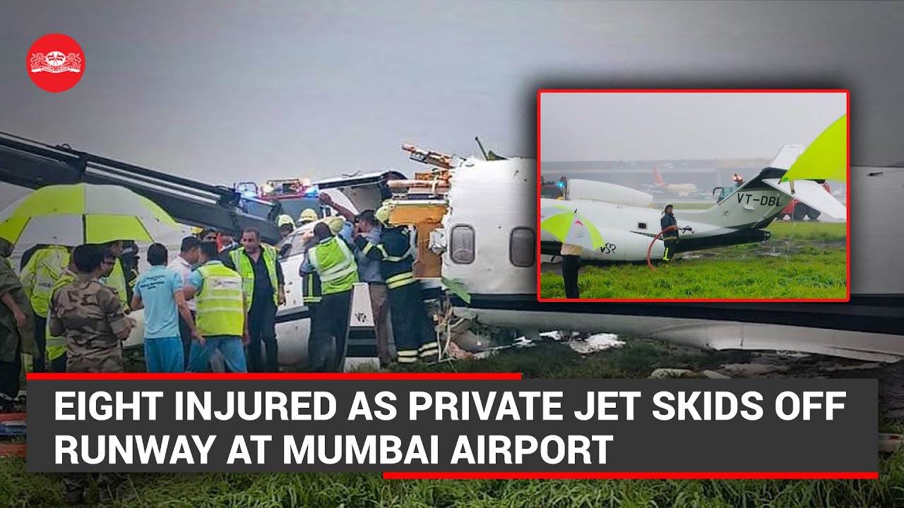 Eight injured as private jet skids off runway at Mumbai airport