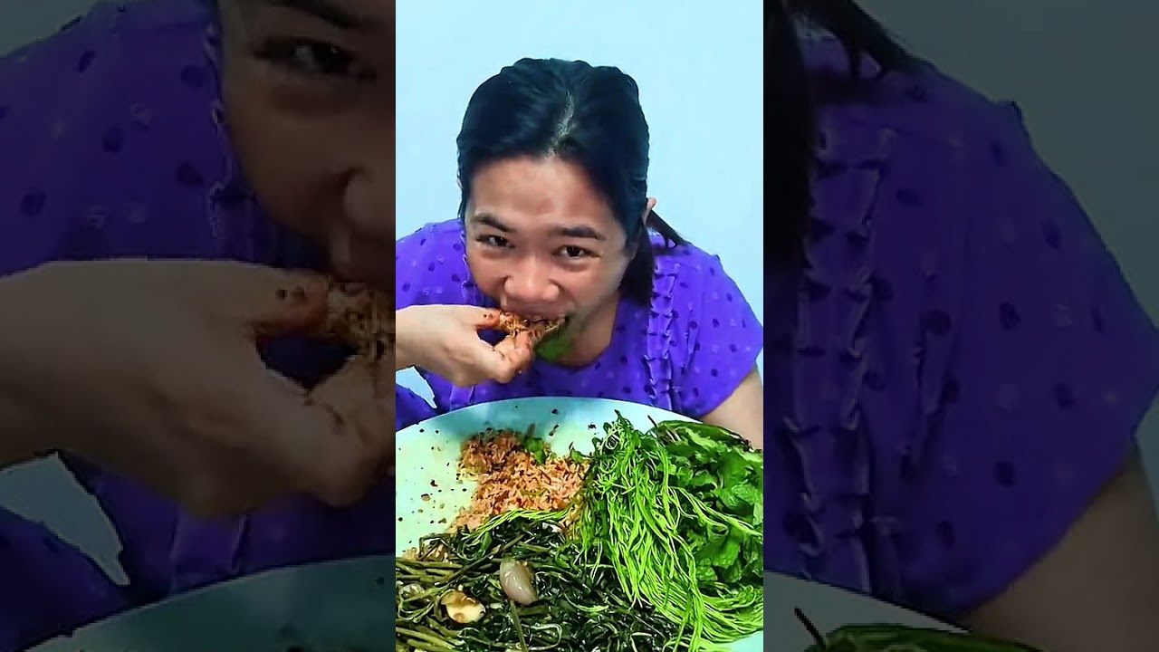 ကန်ဇွန်းရွက်ကြော် ငပိထောင်းတို့စရာနဲ့ထမင်းစားပါမယ်အသဲလေးတို့ မပအိုဝ့်