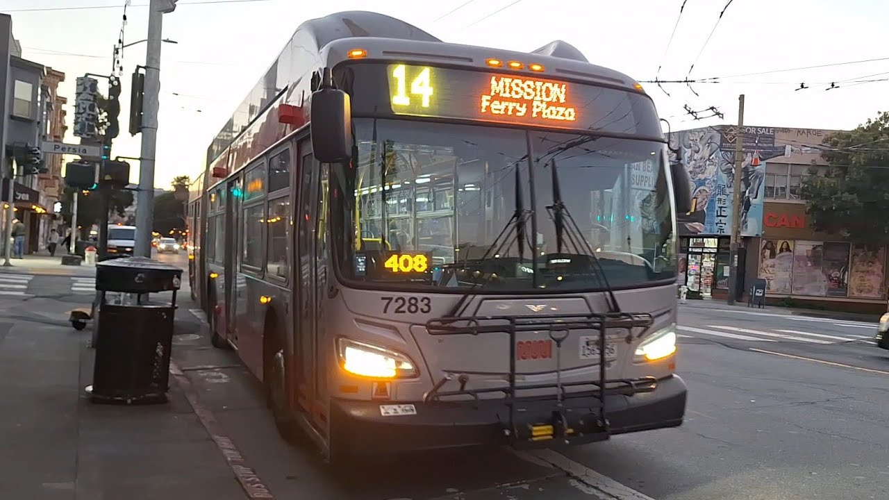(Sunset Ride) SF Muni: 2018 New Flyer XT60 #7283 on 14 Mission (to Ferry Plaza)