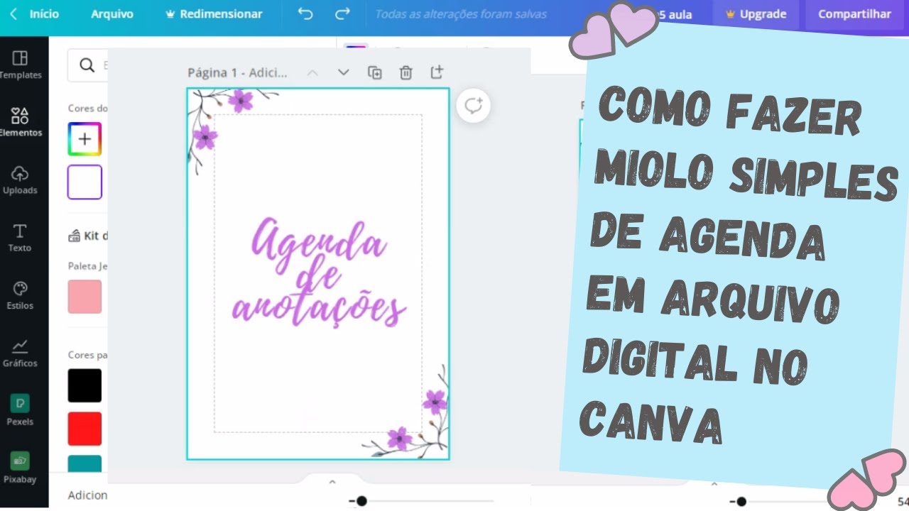 Como fazer miolo de agenda em arquivo digital no canva