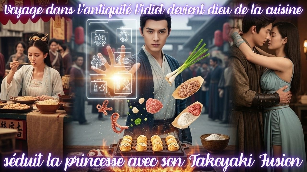 Voyage dans l’antiquité l’idiot devient dieudela cuisine séduit laprincesse avec son Takoyaki Fusion
