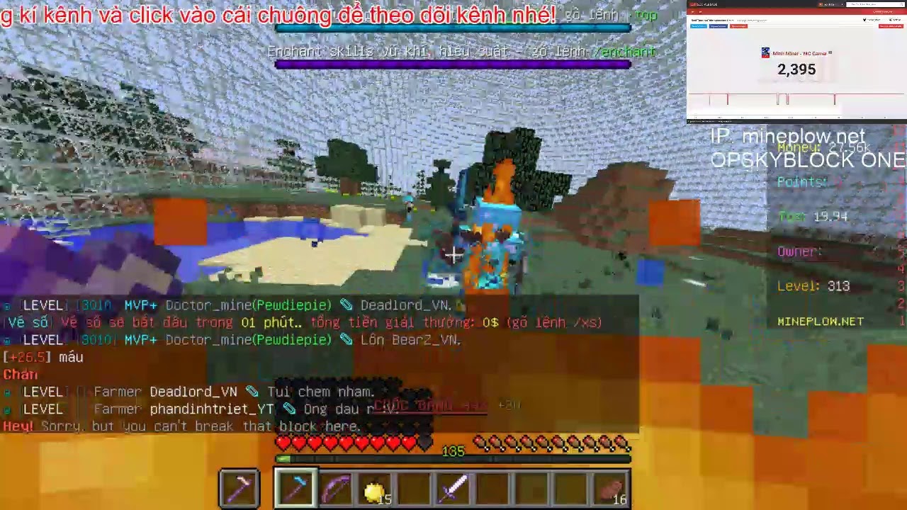 Minh Miner | SkyBlock Server Mineplow c&ugrave;ng Minh Miner!