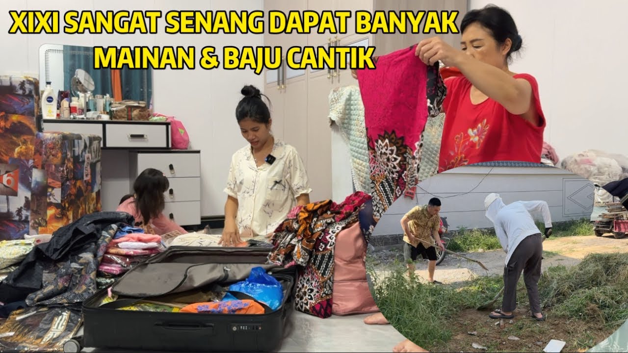 BERSIHKAN RUMPUT DI RUMAH BARU & BUKA HADIAH DARI INDONESIA BERSAMA XIXI