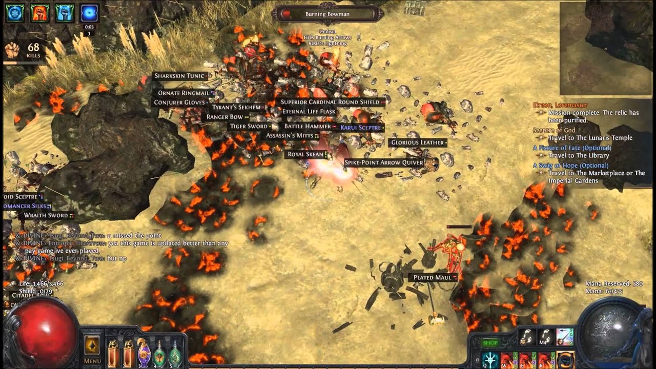 Path of Exile Canyon Map Level 73 Tornado Shot Crit Evasion Ranger