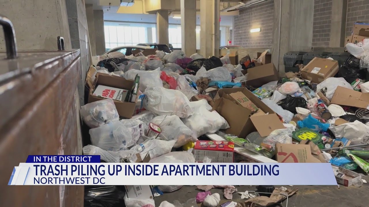 Trash piling up inside DC apartment building