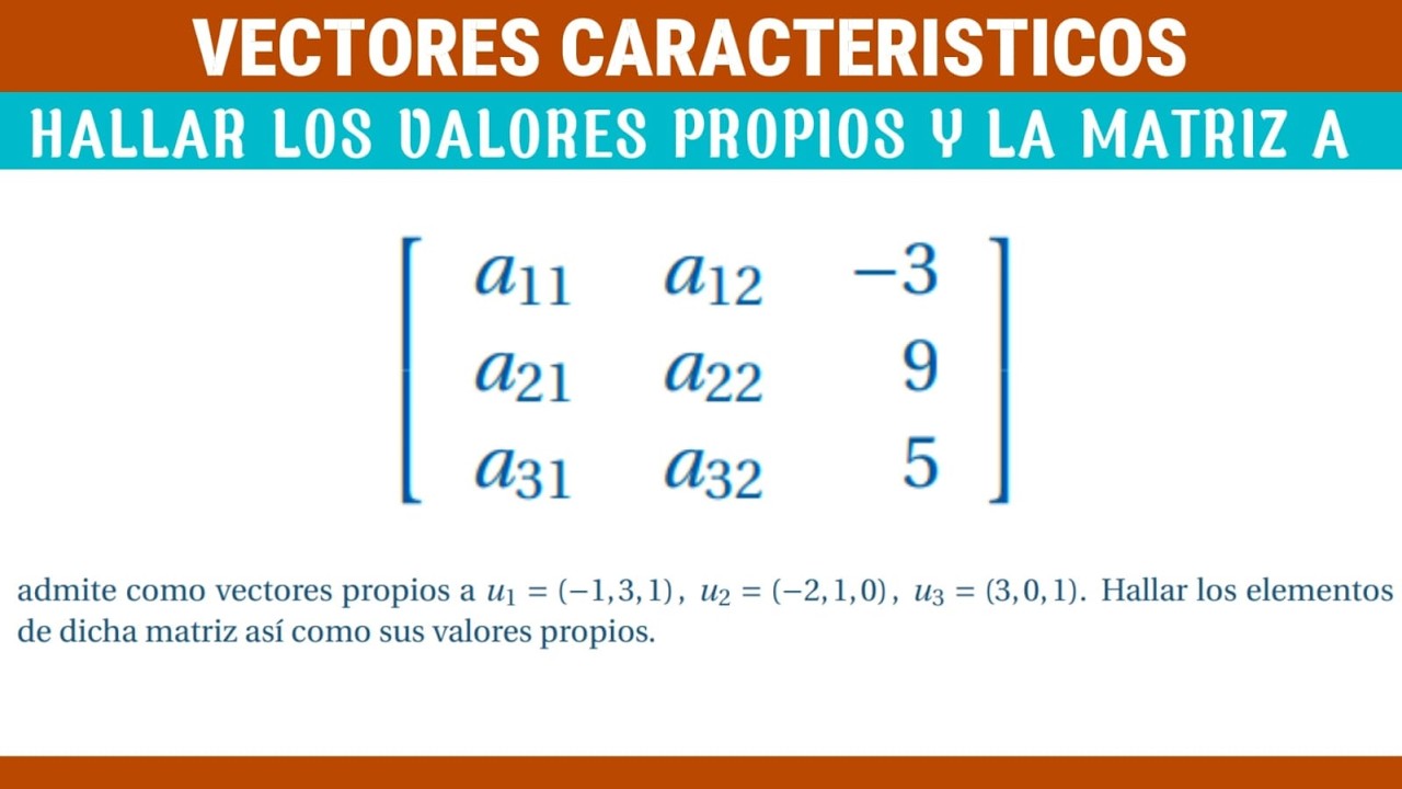 Hallar los valores propios y los valores de la matriz A