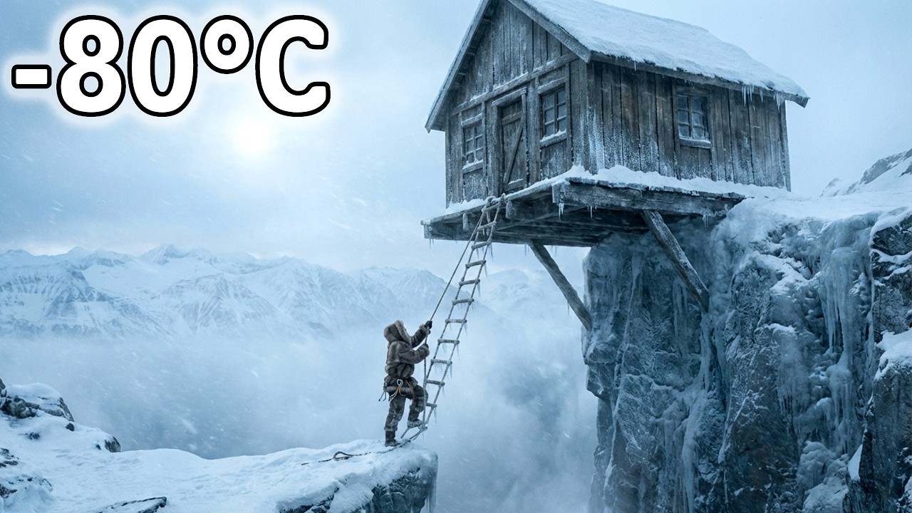 I Built a Cliffside Cabin in Extreme Cold (-80°C)… Then Finally Cooked in Peace