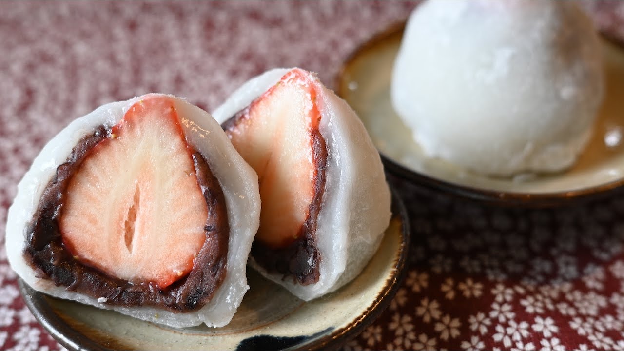 Daifuku de fresa al microondas (いちご大福) 🍡🍓【Dulce japonés】
