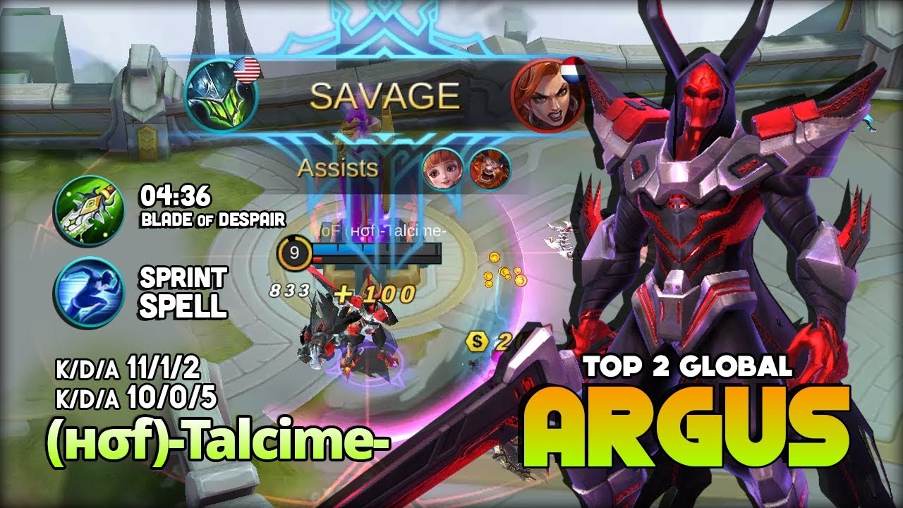 Argus Epic Savage! 04:36 Blade of Despair?! (н&sigma;f)-Talcime- Top 2 Global Argus ~ Mobile Legends