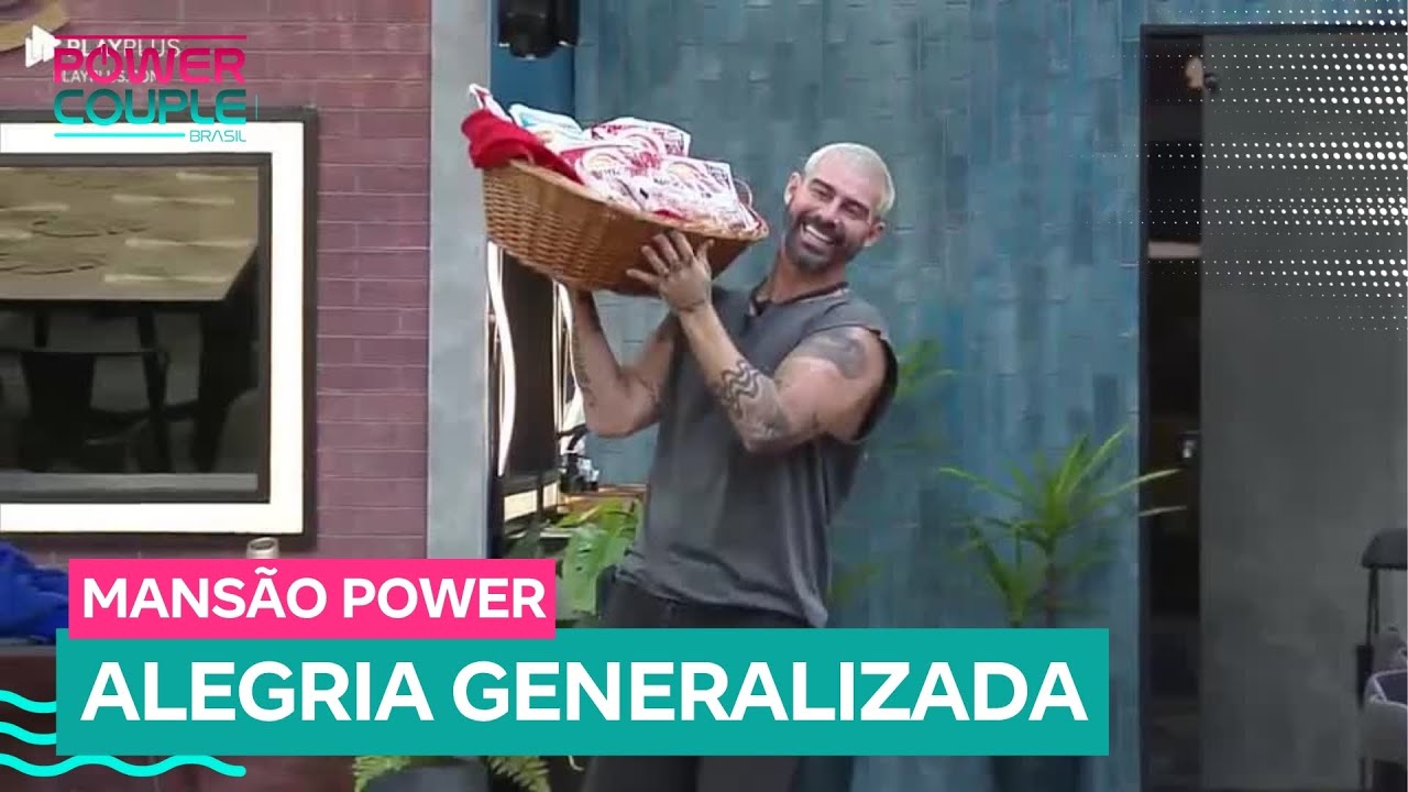 Churrasco garantido? Casais comemoram chegada de cesta de comida na Mansão Power | Power Couple