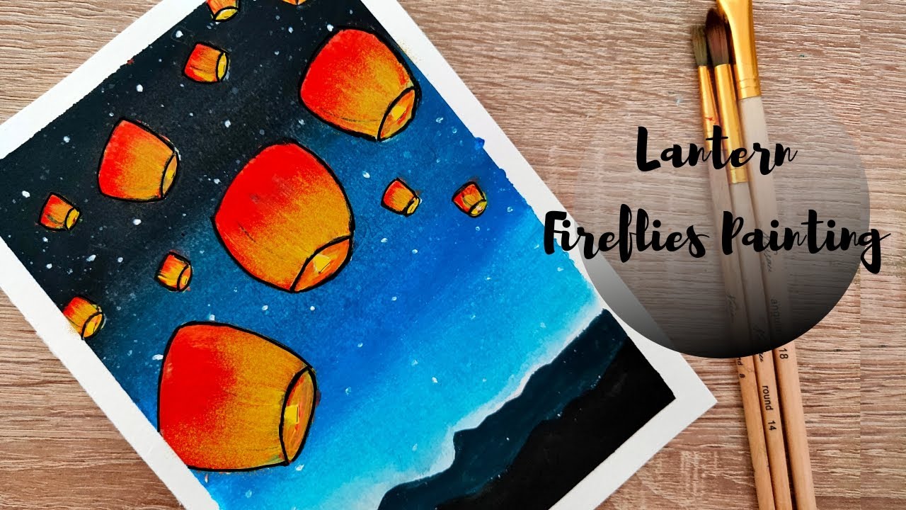 How to Paint Sky Lantern | Acrylic painting for beginners