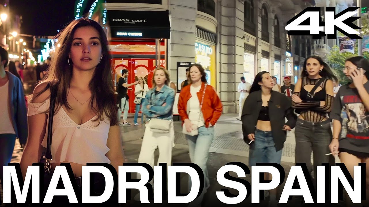 4K Night Walk Madrid Spain | Madrid Night Walk Day 1 | No Talking