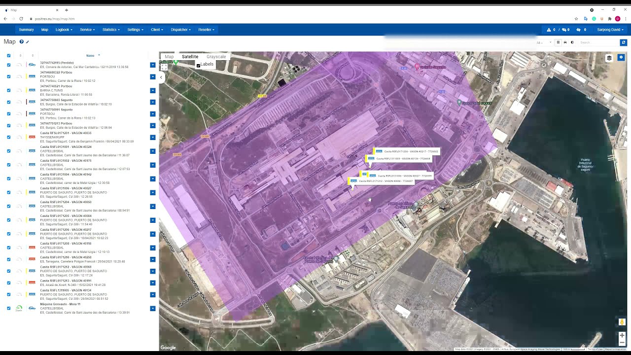 Railcar GPS monitoring in Positrex