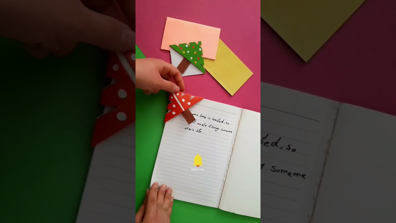 Bookmark:how to make Easy Christmas Tree Bookmark Corner:Christmas Corner Bookmark:easy origami