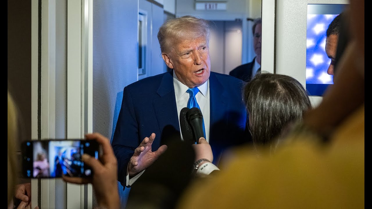 President Trump Gaggles with Press On Air Force One, Apr. 6, 2025