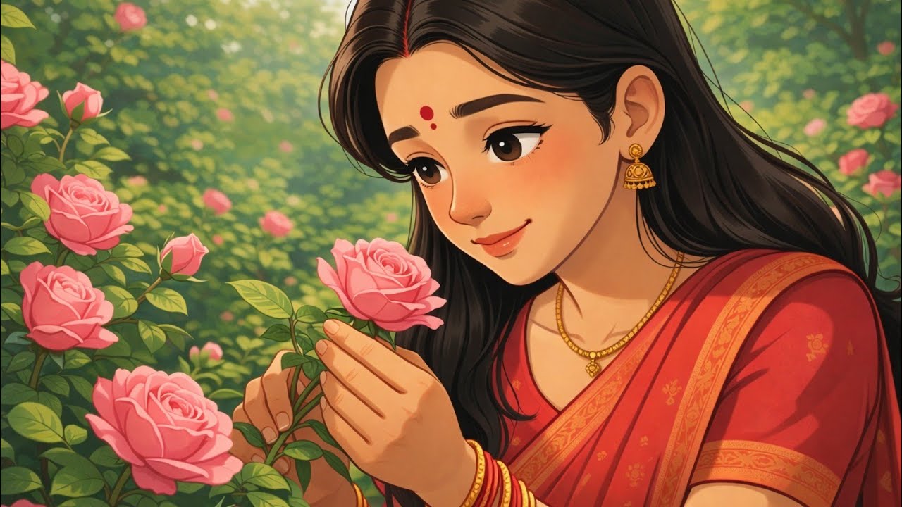 Ghibli style video of Indian village 🇮🇳 how Indian families follow thier day routine.Partha,cow milk