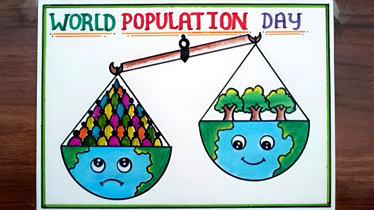 World Population Day Drawing Easy | World Population Day Drawing Poster | Population Day Drawing
