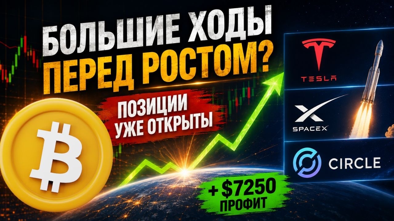 ПРОГНОЗ ЦЕНЫ BTC, ПРОФИТ ПО ЗОЛОТУ, ПОЗИЦИИ ПО TSLA, SPCX И CRCL