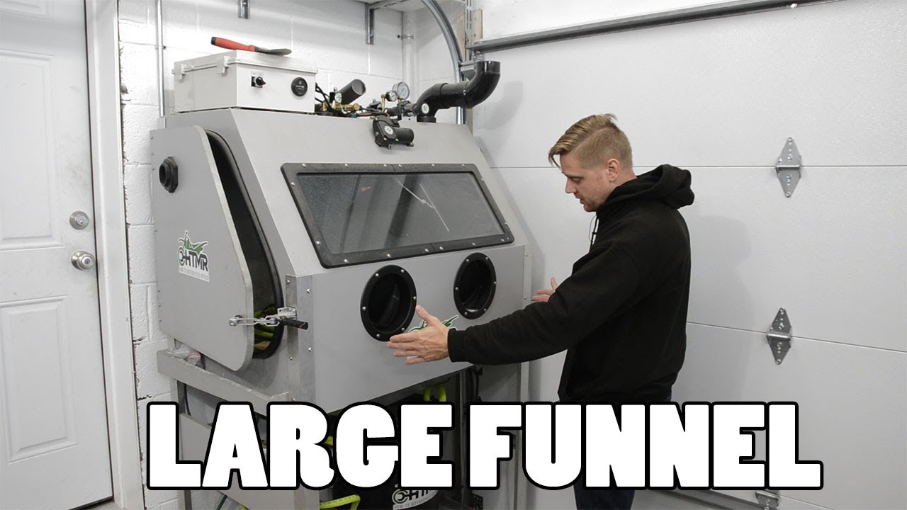 DIY WOOD Dry Blast Cabinet - larger funnel