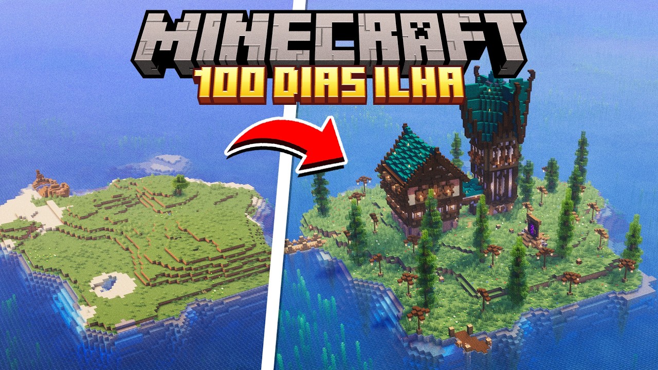 EU SOBREVIVI 100 DIAS NUMA ILHA ISOLADA NO MINECRAFT!