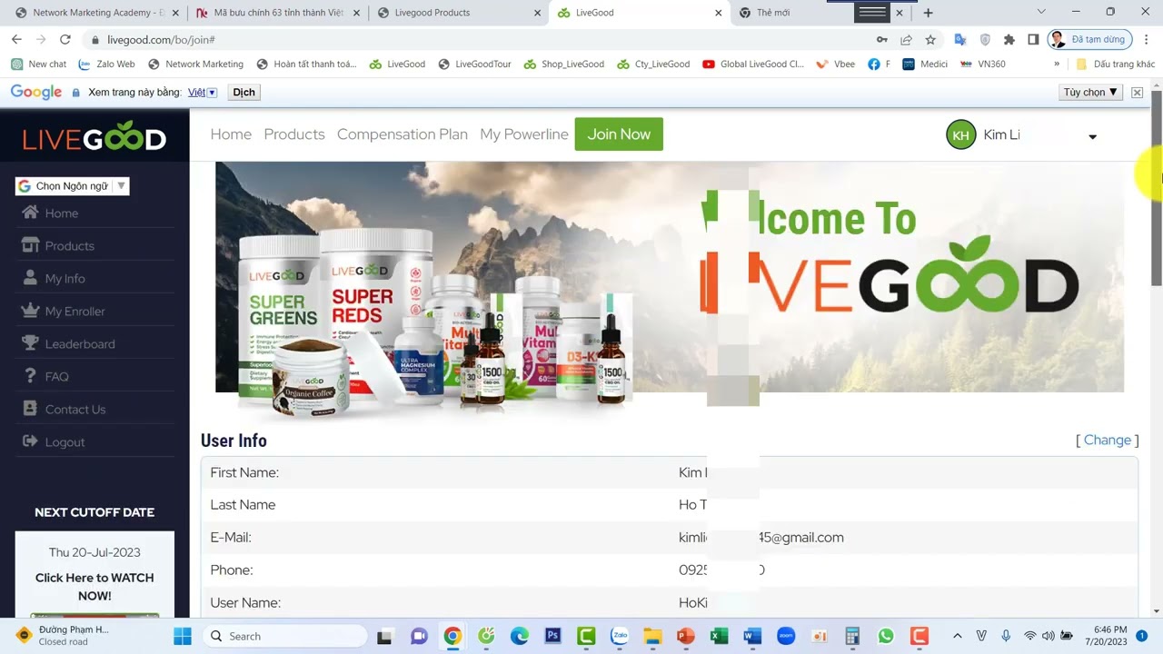 Buat akun untuk kandidat yang telah mendaftar untuk mendapatkan tempat di LiveGood - INDONESIA