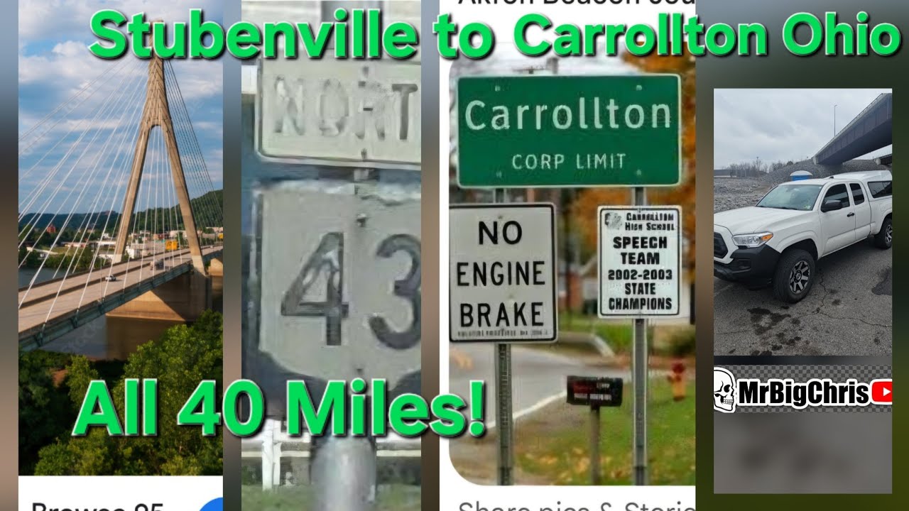 Curves Hills RT 43 North Stubenville to Carrollton Ohio Scenic Historic Drive All 40 miles!