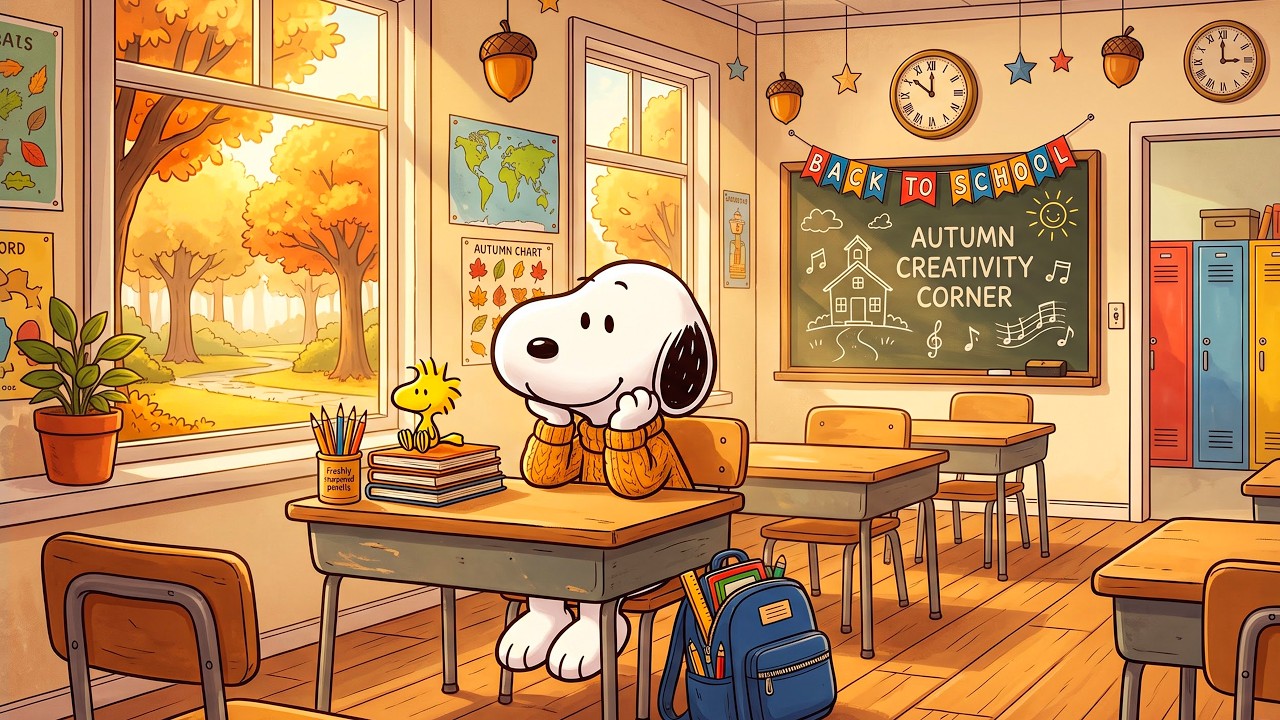 Snoopy's Back to School Morning 🍂🎒Relaxing Jazz for Study, Work & Focus