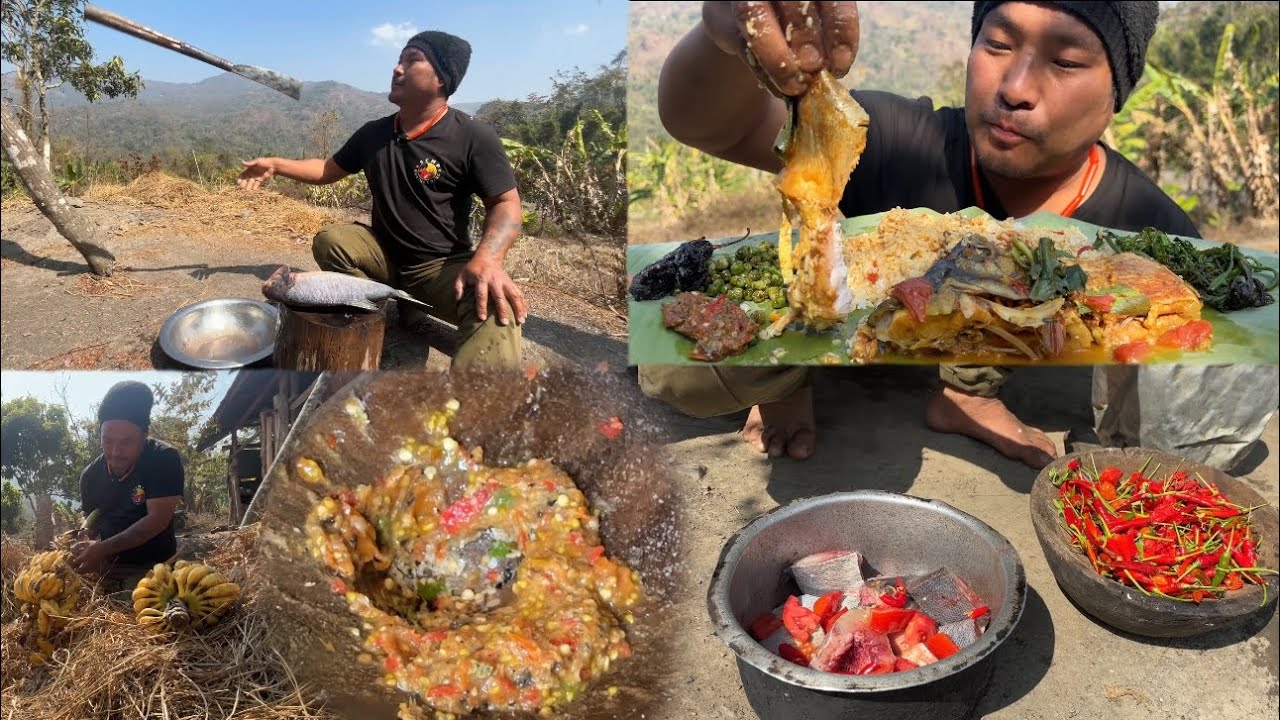 Making crab chutney Naga style || clean cook and eat big fish || kents vlog.