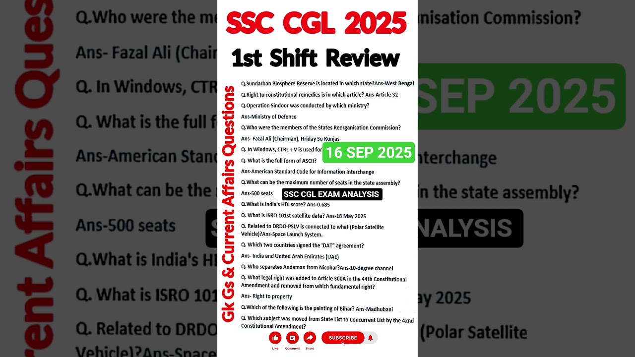 SSC CGL Exam Analysis 2025 | SSC CGL Full Question Answer Analysis | Ssc Cgl Question Answer Today |