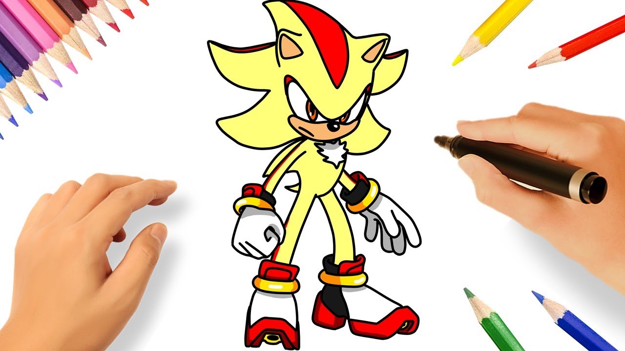 HOW TO DRAW SONIC SUPER SHADOW STEP BY STEP ⚡